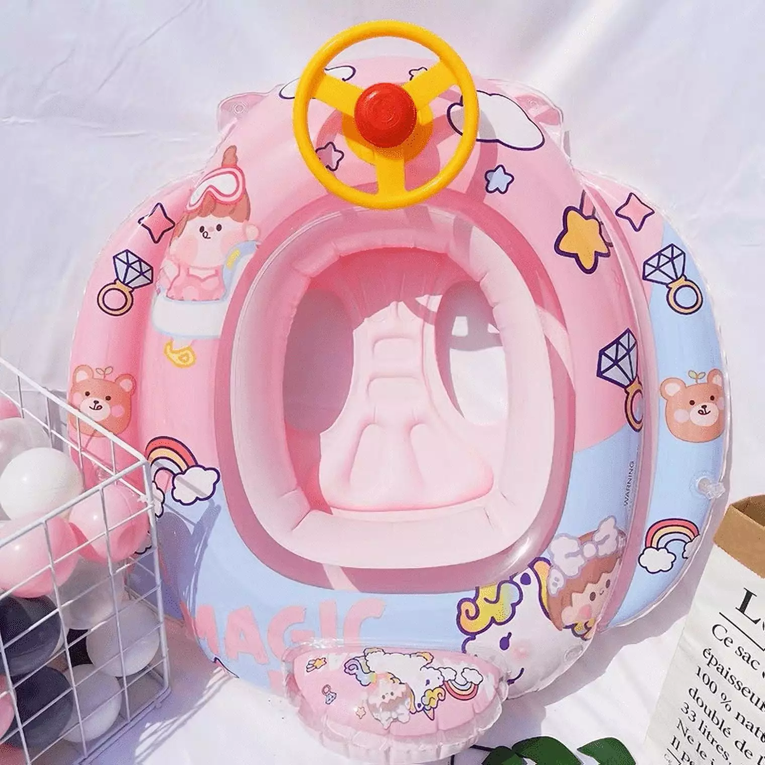 XMASMATE Inflatable Pink Unicorn Pool Float Ring Baby 6-36 Months