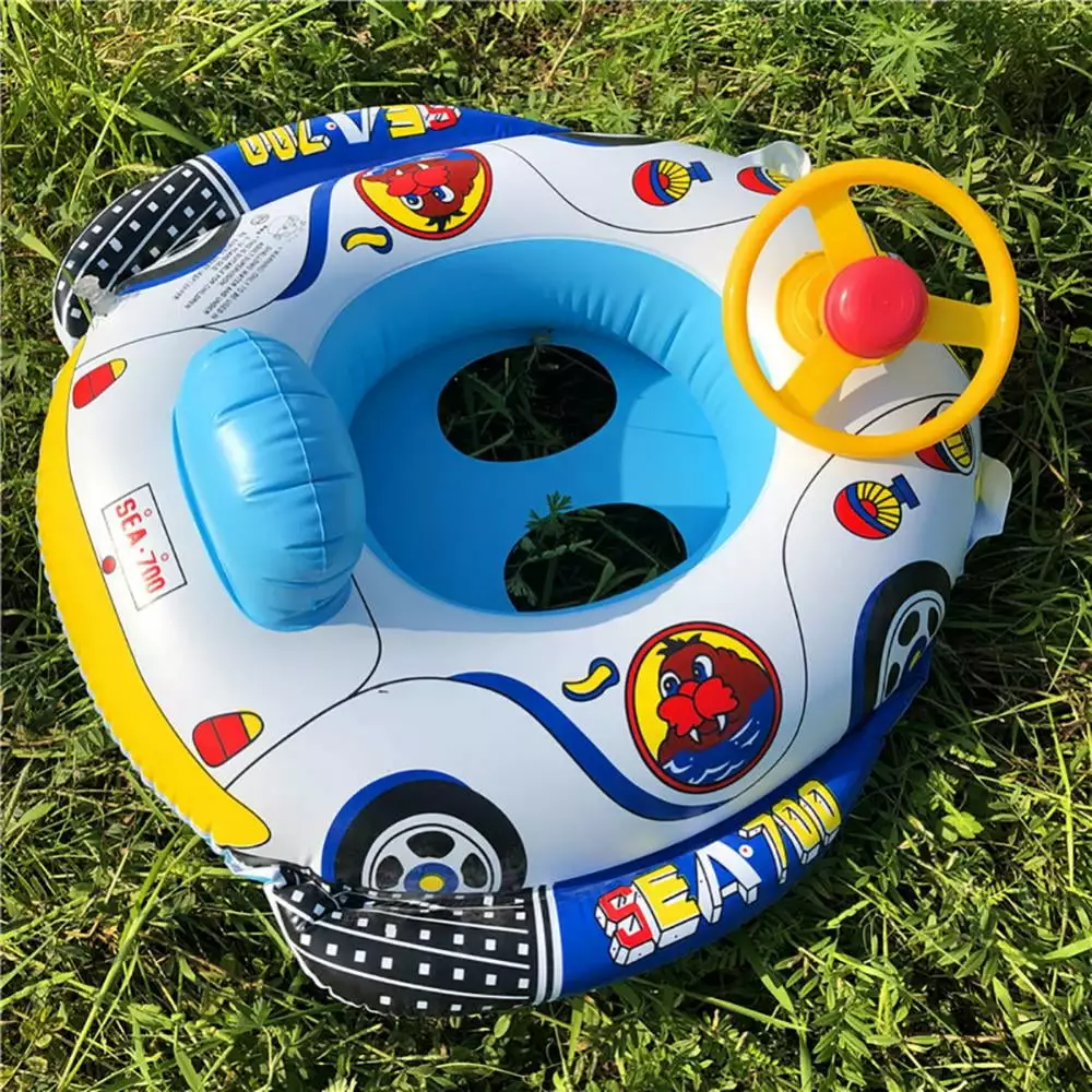 Baby Swimming Pool Float Cute Car Design Kids Toddler Inflatable Summer Beach Floatie Boat