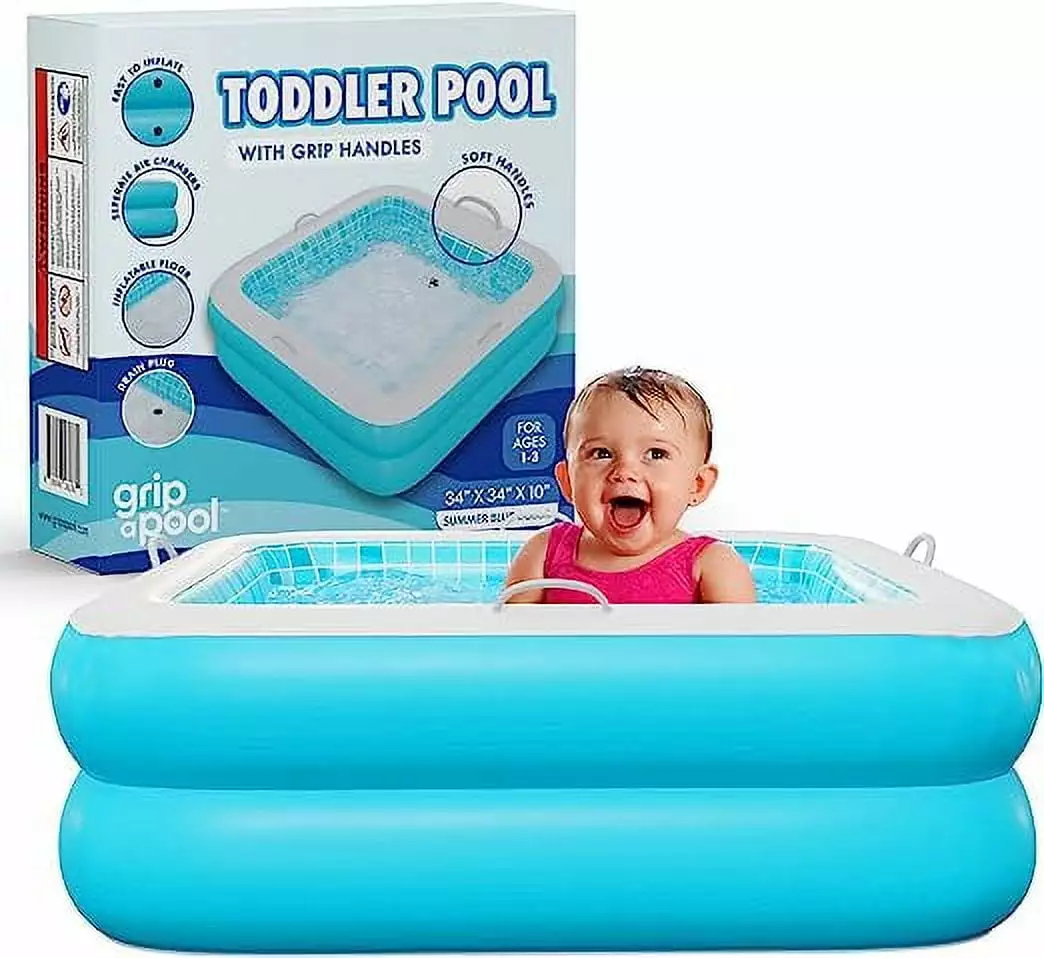 Baby Pool Grip Handles Padded Floor Drain Bathtub Ball Pit Toddlers 34 Summer Blue