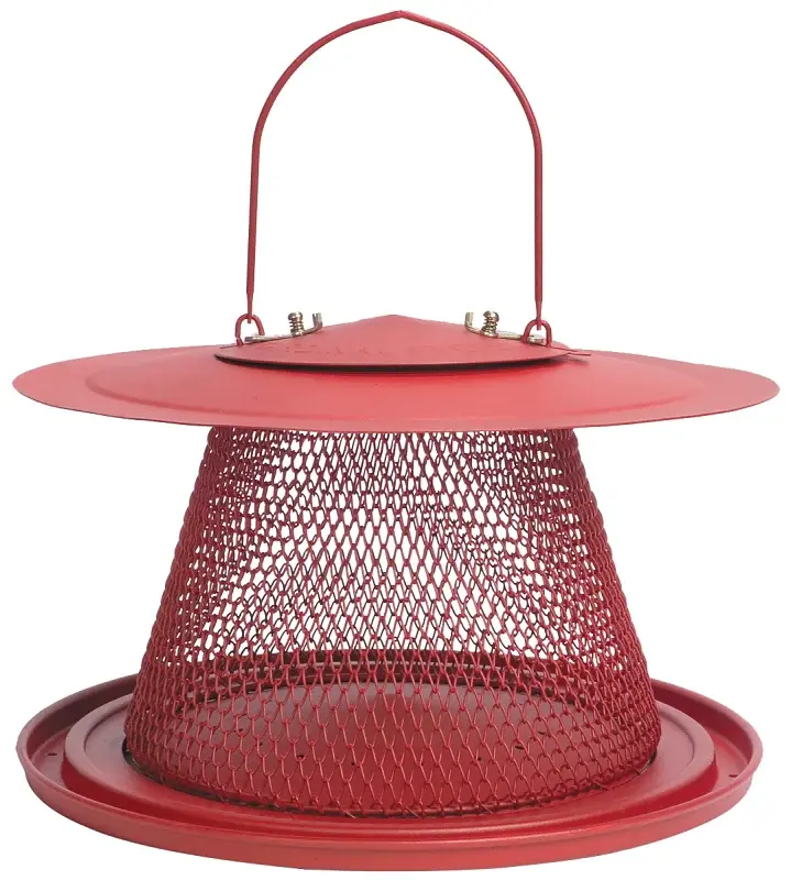 Perky-Pet NO/NO C00322 Wild Bird Feeder, Cardinal, 2.5 lb, 1-Port/Perch, All-metal, Red, Hanging Mounting