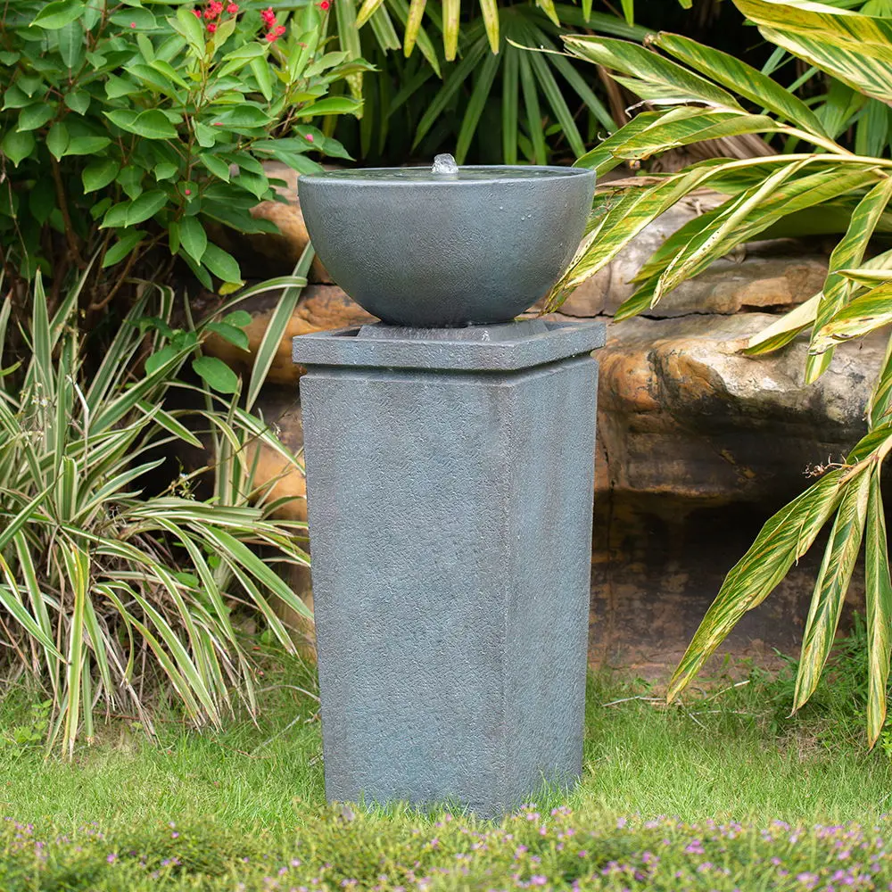 Zen Bowl Water Fountain, Outdoor Bird Feeder / Bath Fountains, Relaxing Water Feature Garden