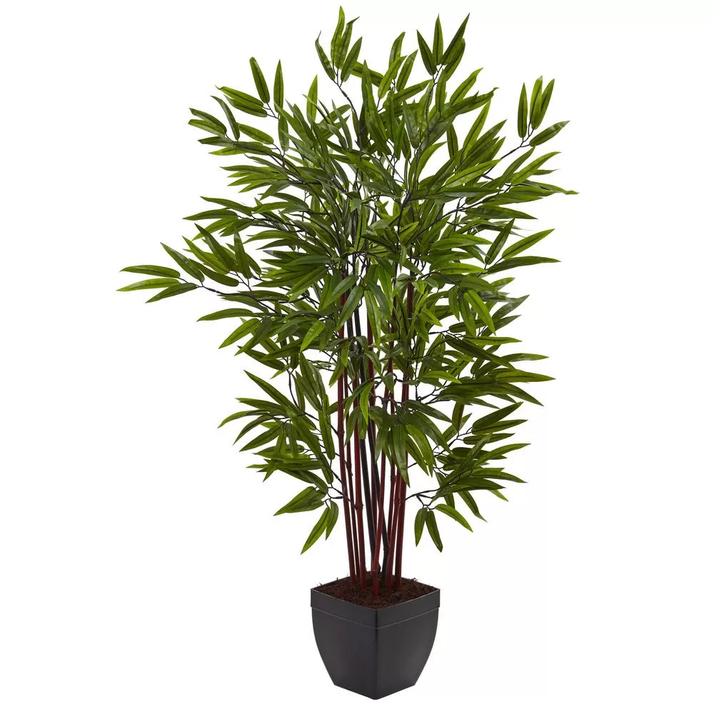 Nearly Natural 4 ft. Bamboo Silk Tree Planter Home or Office