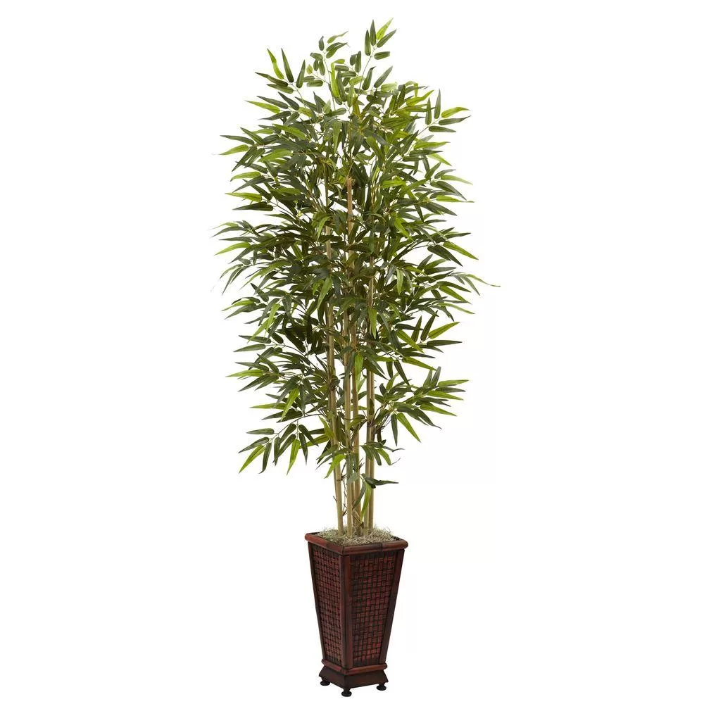 Nearly Natural 6 ft Bamboo Tree Decorative Planter Indoor Spaces