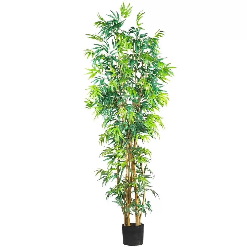 Nearly Natural 7 ft Curved-Trunk Bamboo Silk Tree Elegant Home Decor