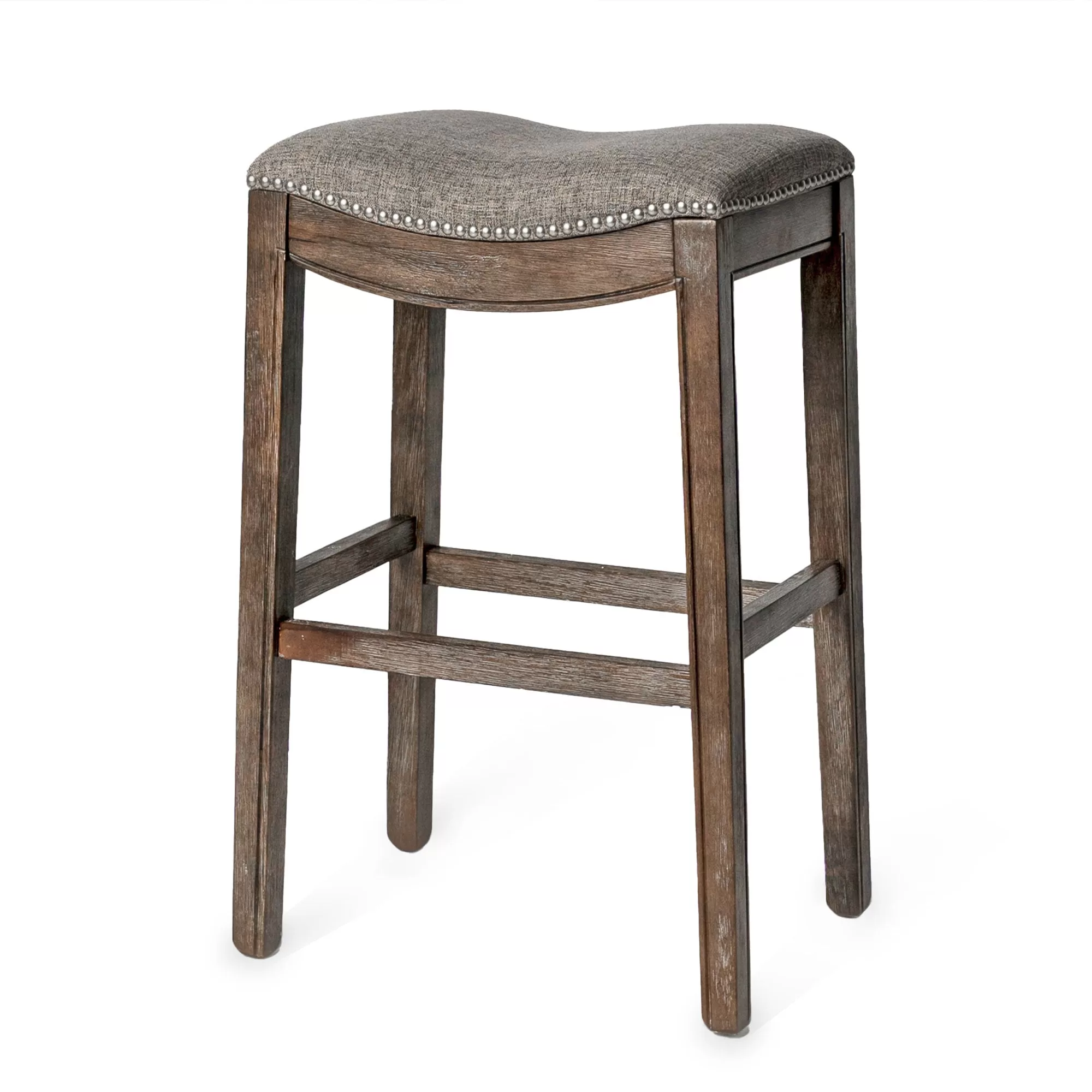 Maven Lane Adrien Backless Saddle Kitchen Bar Stool Walnut Finish