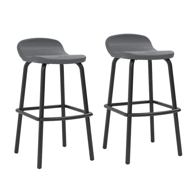 Suncast 2 pc Gray Steel Bar Chair Set Outdoor Patio