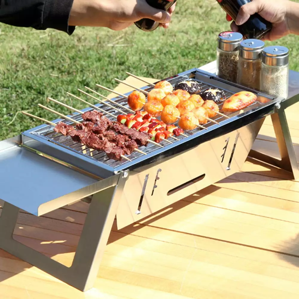 Adjustable Stainless Steel Portable BBQ Grill Stove Outdoor Cooking Irfora