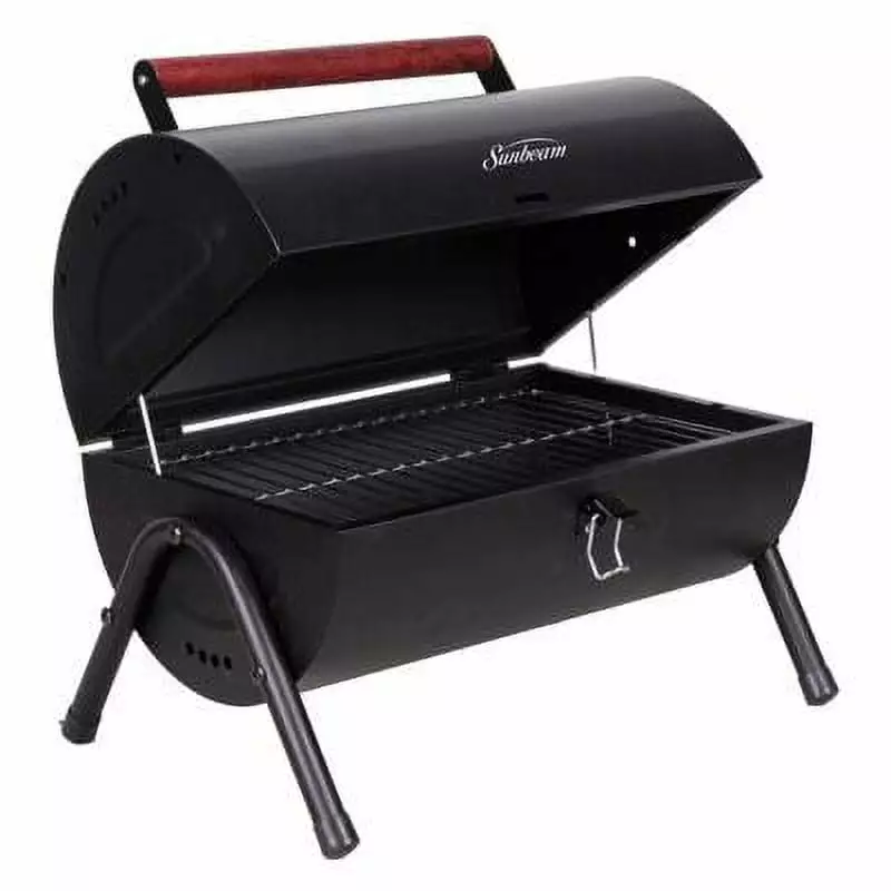 Gibson Home Delwin Carbon Steel Travel-friendly Barrel Charcoal BBQ Grill 15H x 14W x 11D Black Burgundy