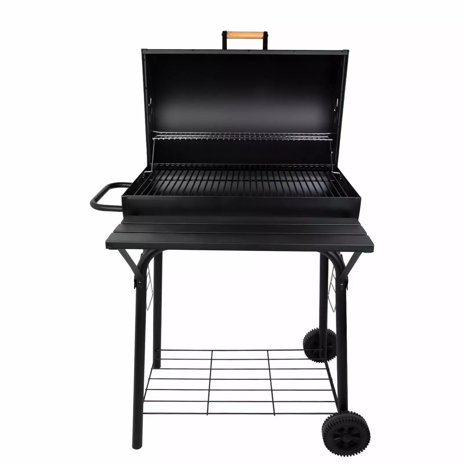 Uten Barrel Charcoal BBQ Grill Front Shelf Carbon Steel Outdoor Smoker Backyard
