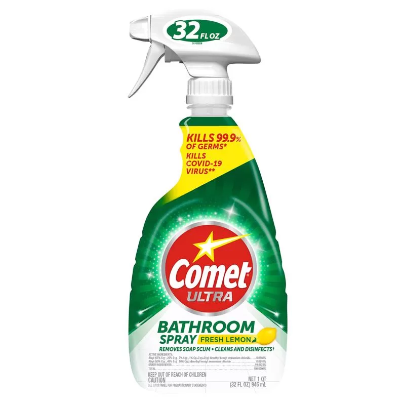 Comet 16529608603 Ultra Bathroom Cleaner Spray 32 Ounce Disinfectant Tiles and Fixtures