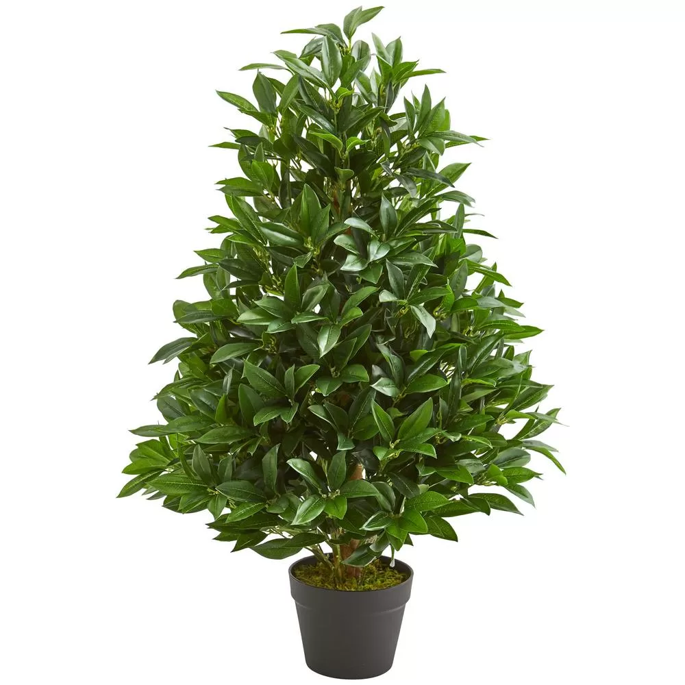 Nearly Natural 3 ft Indoor Outdoor Bay Leaf Artificial Topiary Tree Patio Decor