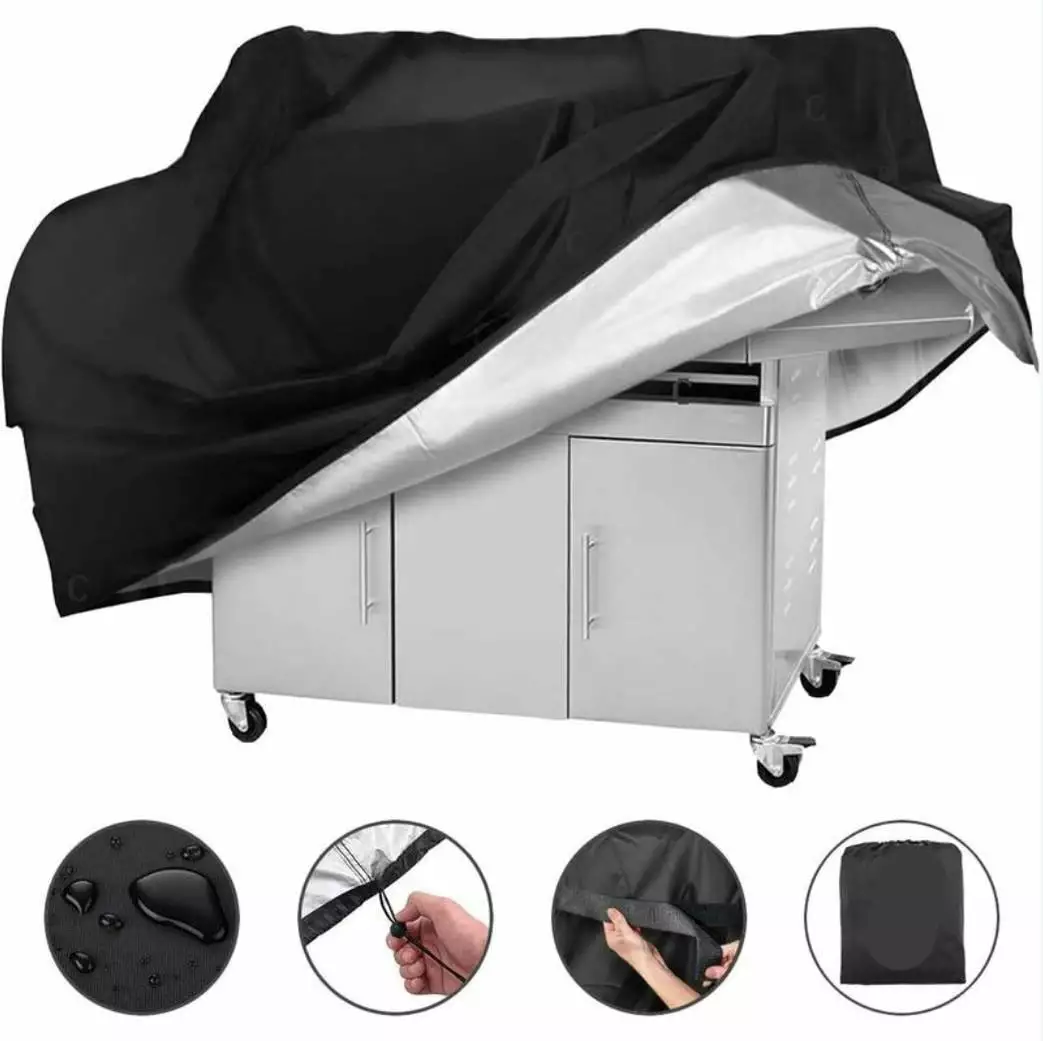 XUHOG BBQ Grill Cover Waterproof Dustproof 210D Oxford Fabric 145x61x117cm Black