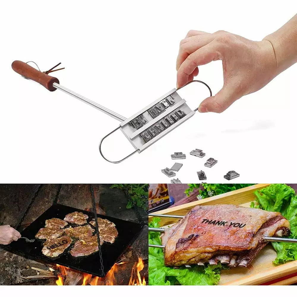 LNGOOR BBQ Iron Changeable Letters Personalized Barbecue Steak Branding Tool