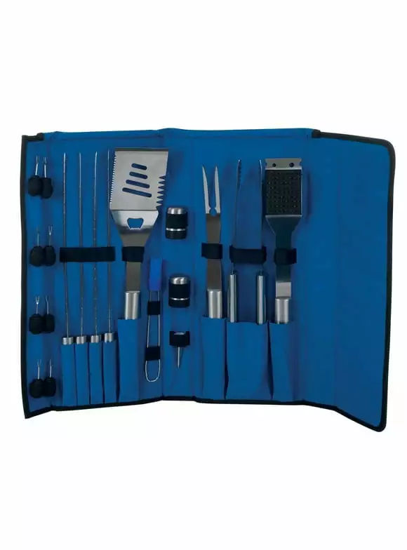 Pack 2 Whetstone 20-Piece Stainless Steel BBQ Grill Set Carrying Case Blue