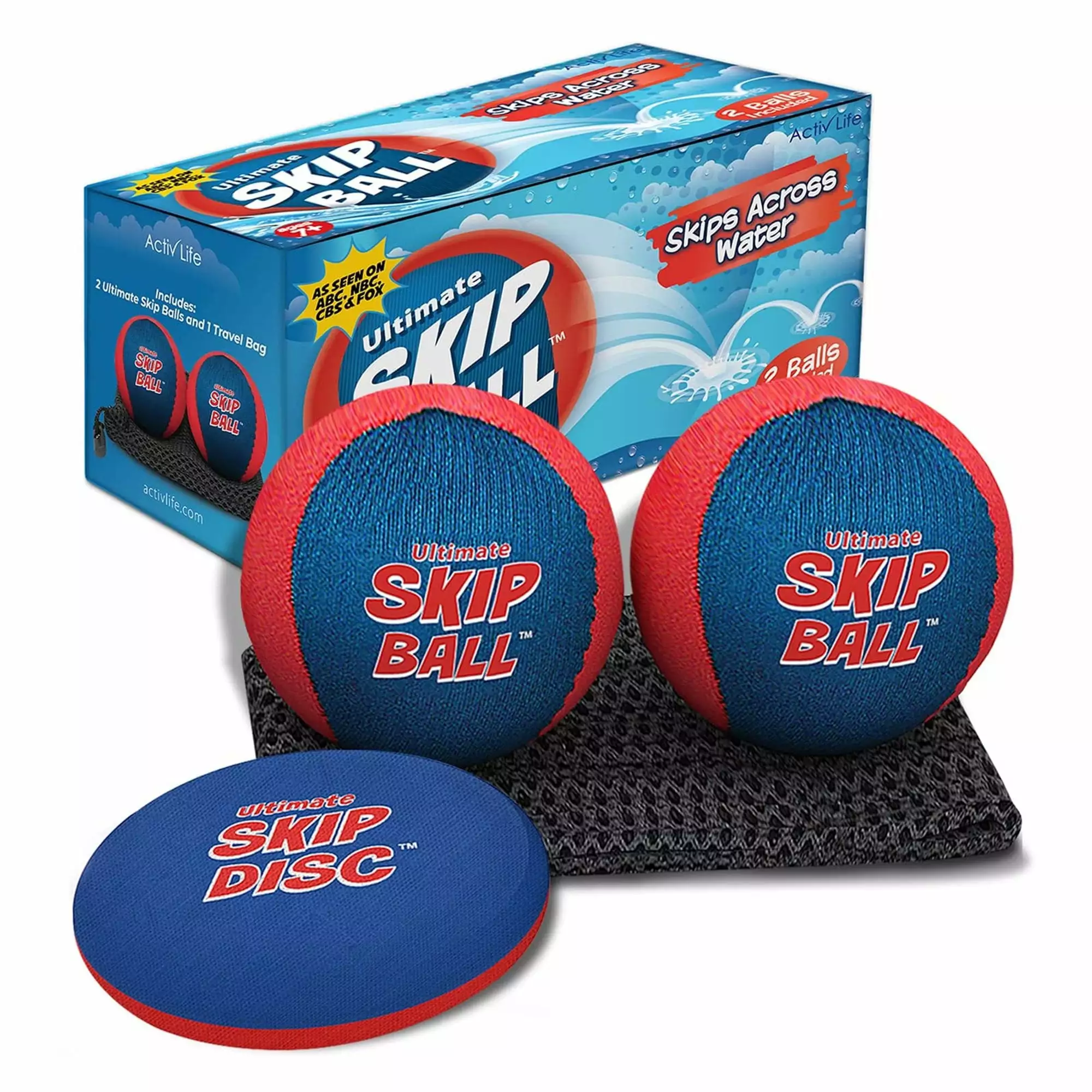 Activ Life Water Ball Set 2 Skip Bouncing Beach Balls Kids Blue Red