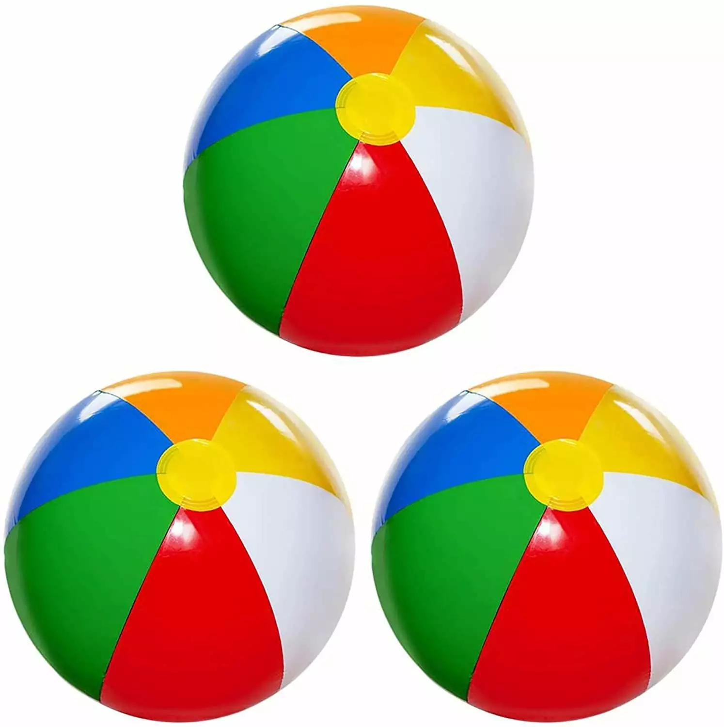 3 Pack Large 20 Inch Inflatable Beach Balls Classic Rainbow Color Pool Toys Kids