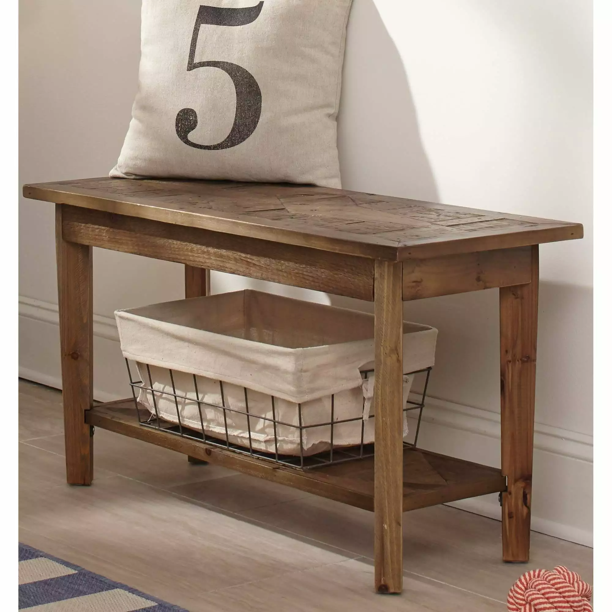 Alaterre Revive Reclaimed Bench Natural Eco-Friendly Wooden Living Room Seating Ottomans
