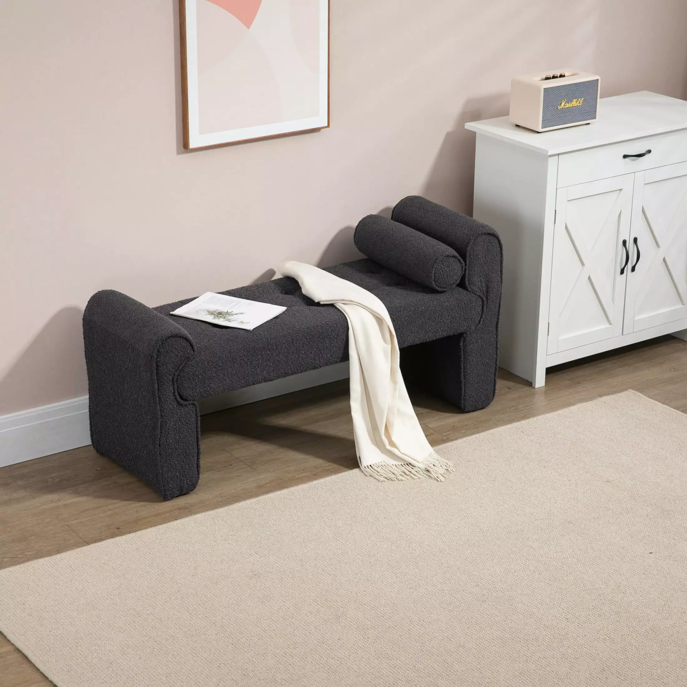 COOLMORE Modern Ottoman Bench - Loop Gauze Footrest Bedroom or Living Room Benches Cosymart