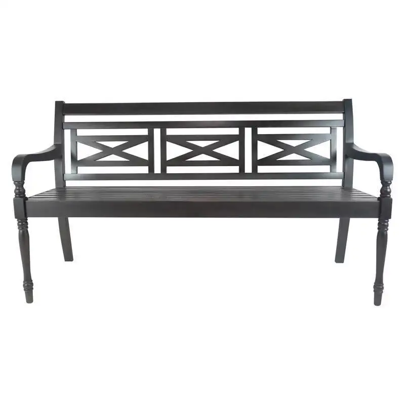 Jack Post Black Wood Decorative Bench 22x47x23 Outdoor Garden Seating