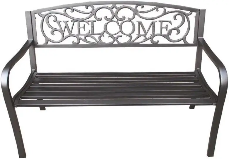 Seasonal Trends XG-204N Essentials Welcome Park Bench Metal Outdoor Seating