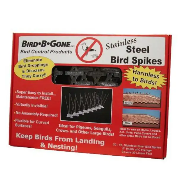 Bird B Gone MM2001-5/20 Stainless Steel Bird Spikes 5 x 20 ft Deterrent