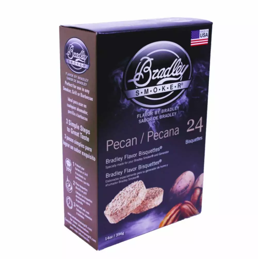 Bradley Smoker Pecan Bisquettes 24 Pack - Premium Smoking Wood Pellets Rich Flavor