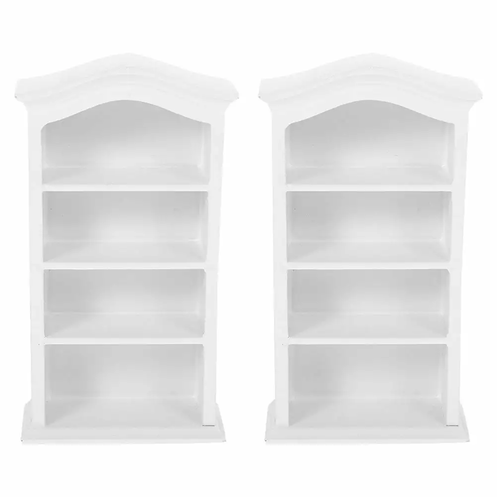 2 Pcs Mini Furniture Book Shelf Kids Bookshelf Toy Cupboard Wooden movtotop