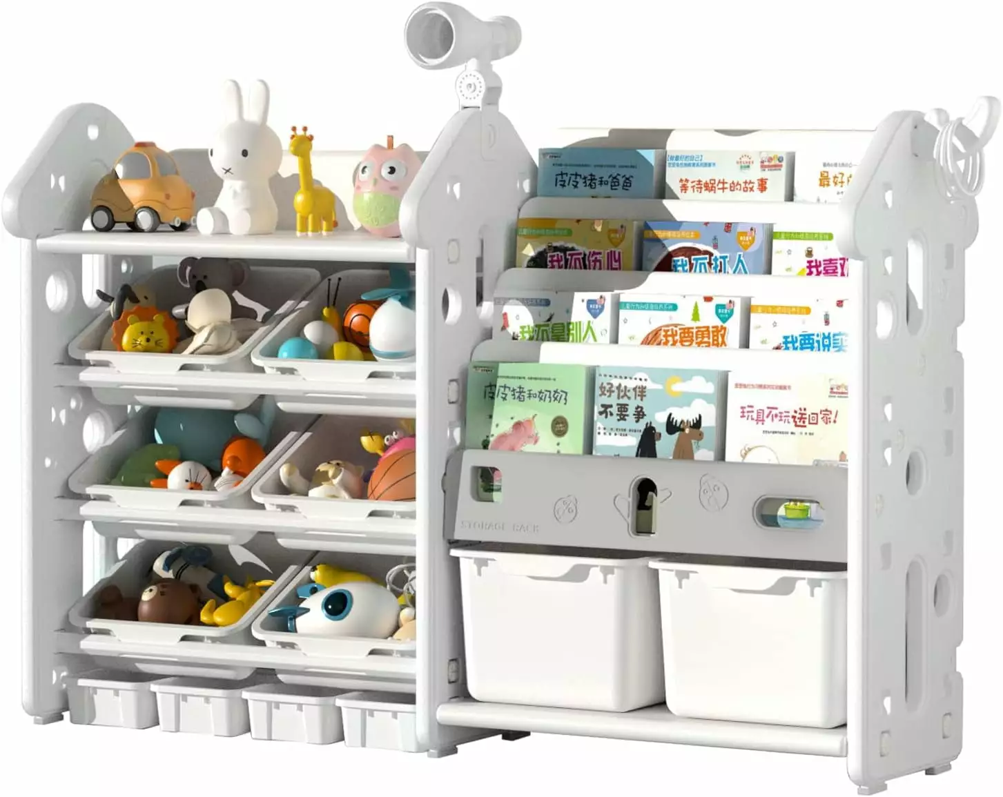 ZHIBING Kids Bookshelf and Toy Storage Organizer Children Bookshelf Toy Organizer Bins Toddler Books and Toys Organizer