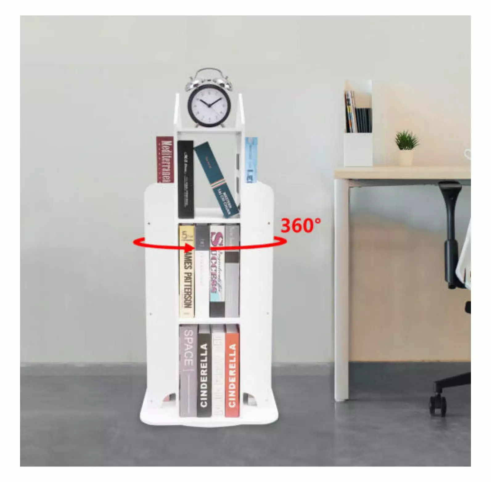 Wangc123 3-Tier Rotating Bookshelf Kid Spinning Bookshelf 360 Display Storage Bookcase