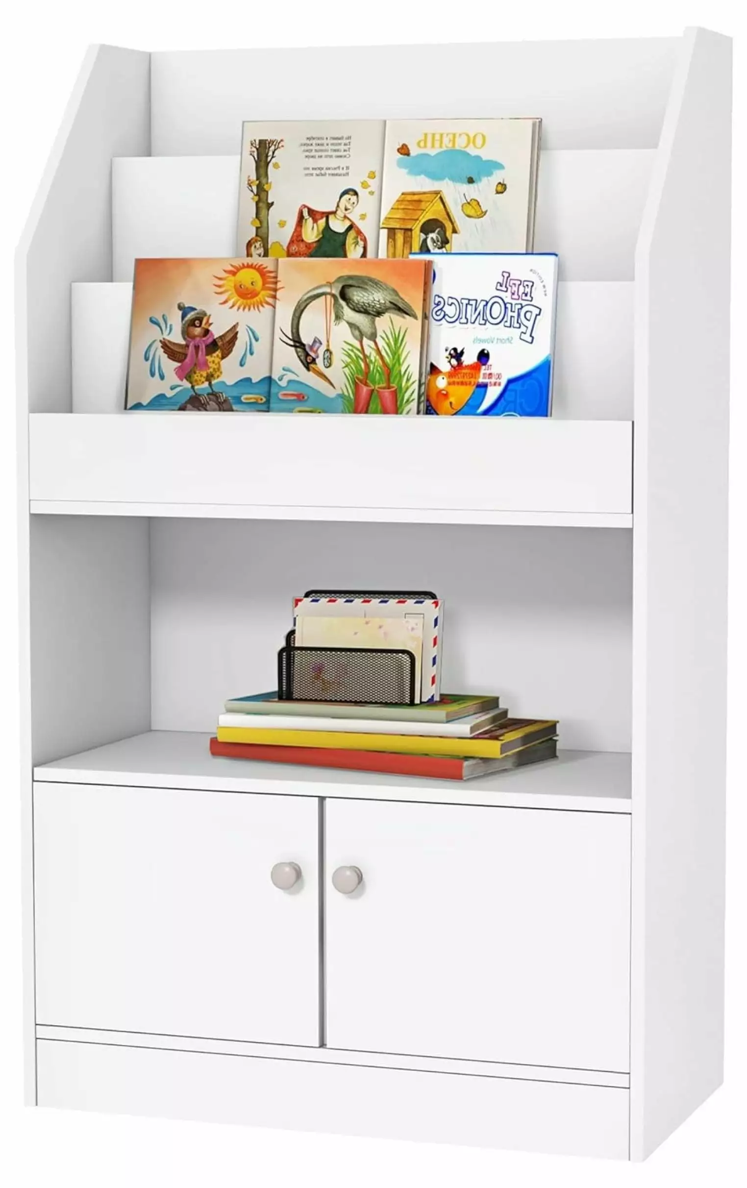 ZHOUJIA Kids Bookshelf Toy Storage Organizer Toddler Bookcase Bedroom Playroom Nursery White