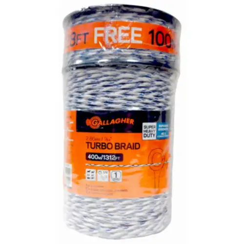 Gallagher G62148 Turbo Braid Portable Electric Fencing 7/64 x 1312 Feet