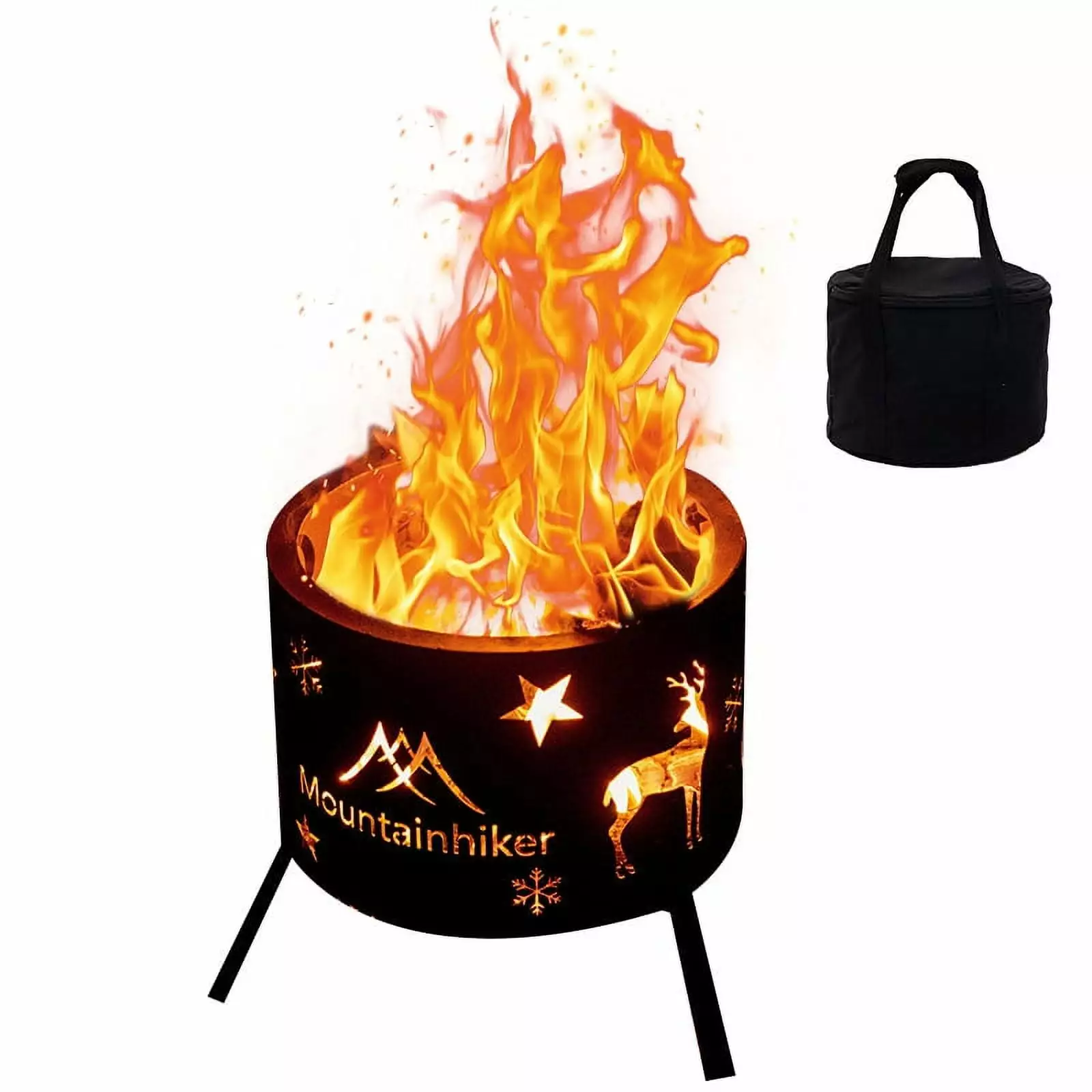 Iron Brazier Camping and Picnic Travel-Friendly BBQ Charcoal Firewood Folding Heating Furnace Anself