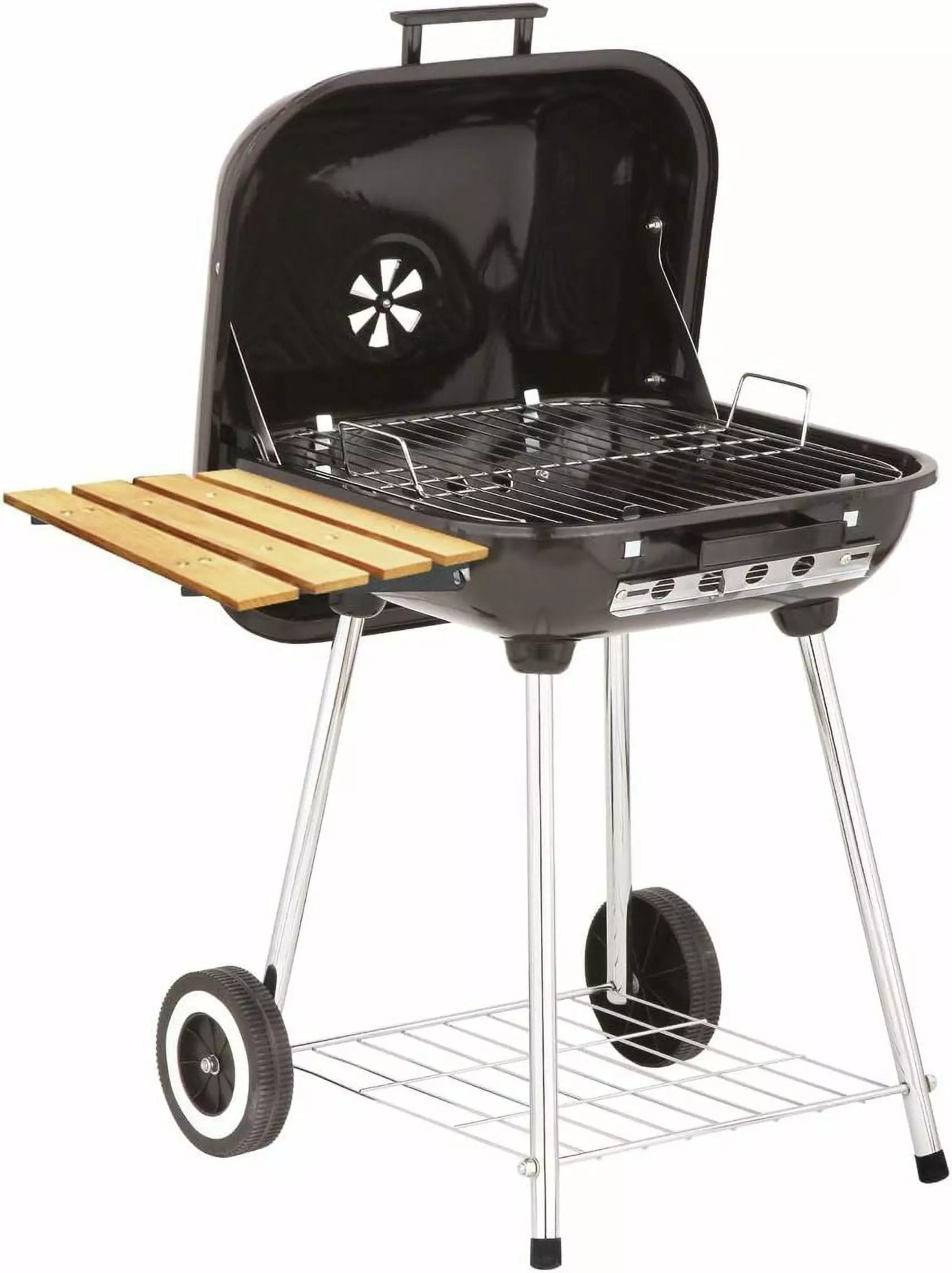 Marsh Allen 22-Inch Covered Charcoal Brazier Wood Shelf Outdoor Cooking