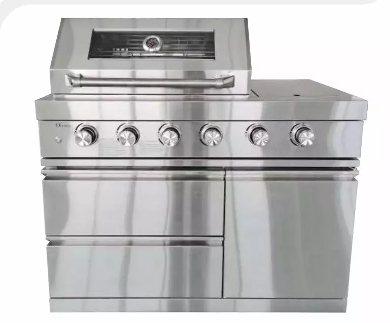 4 Burner 34 Inch Modular Outdoor Kitchen Grill Cabinet and Side Burner Propane Gas BBQ