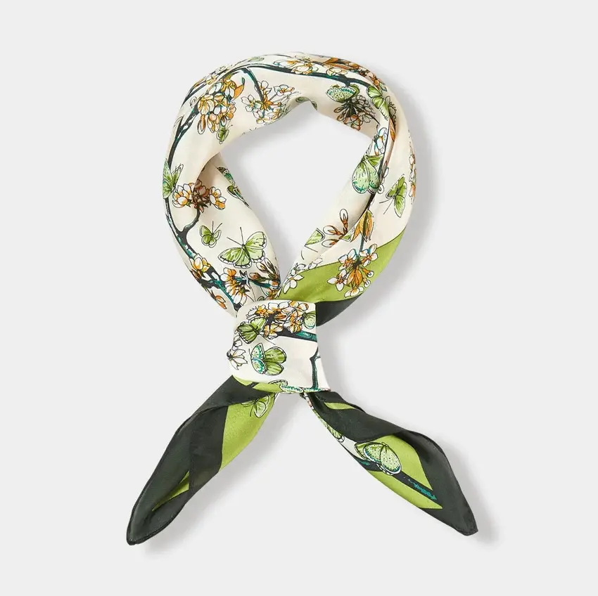 Butterfly Imprinted Satin Bandana Scarf