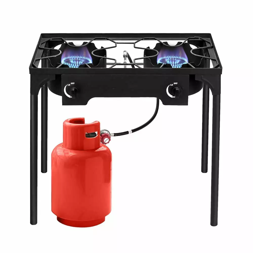 Double Burners Stove Heavy Duty Outdoor Camping Propane Cooker Detachable Legs and CSA Regulator CHENGGUANG
