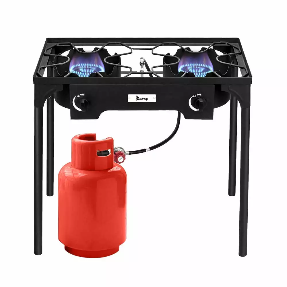Outdoor Camp Stove Propane High Pressure Gas Cooker Portable Cast Iron Cooking Stove Burner Detachable Legs GAOCE