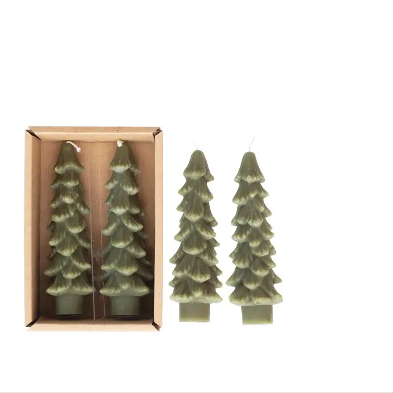 Creative Co-Op Flaire Evergreen Tree Taper Candle 5 Pack 12 Holiday Decor
