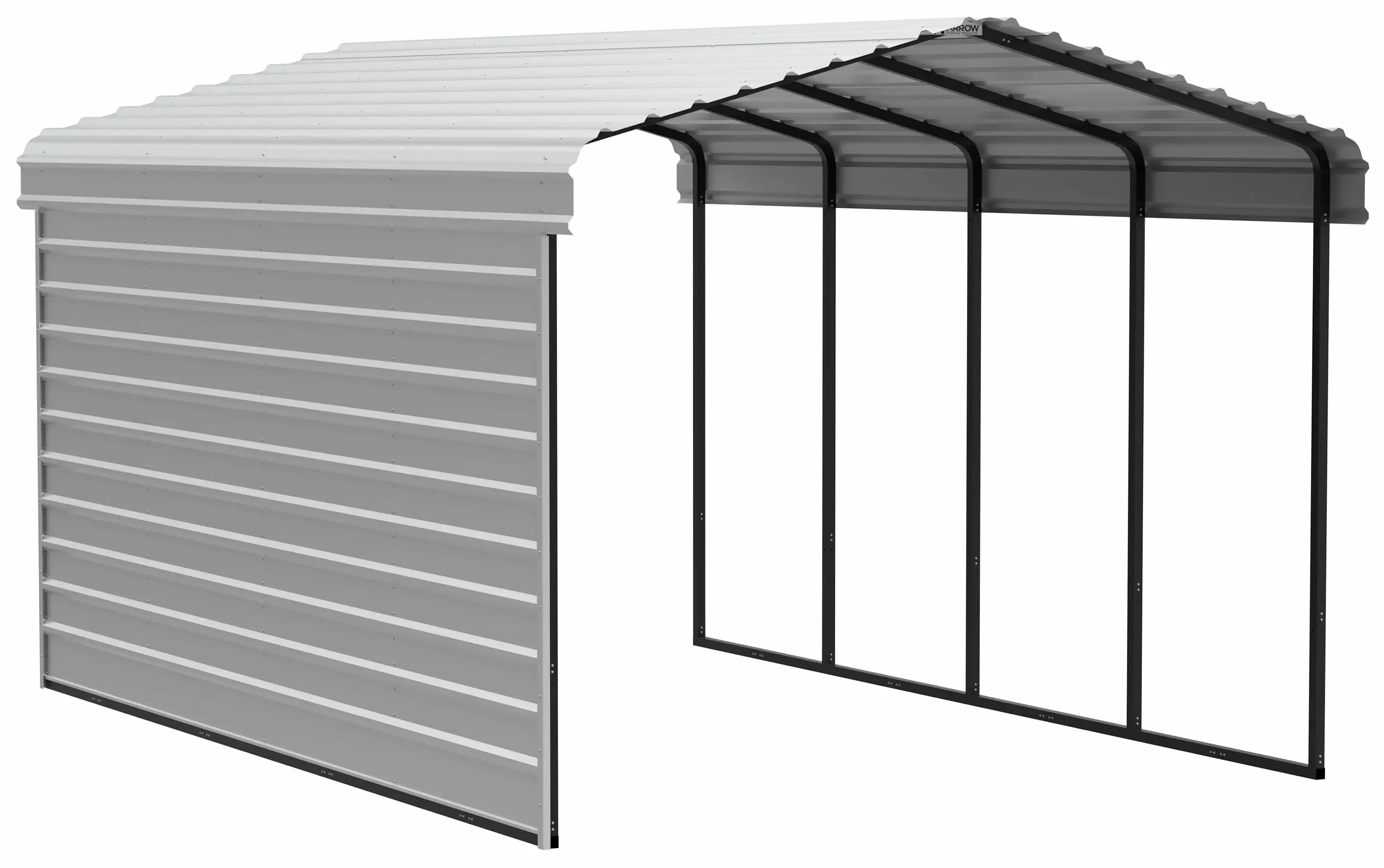 Arrow Galvanized Steel Carport 12x20 ft Compact Car Shelter 1-Sided Enclosure Eggshell