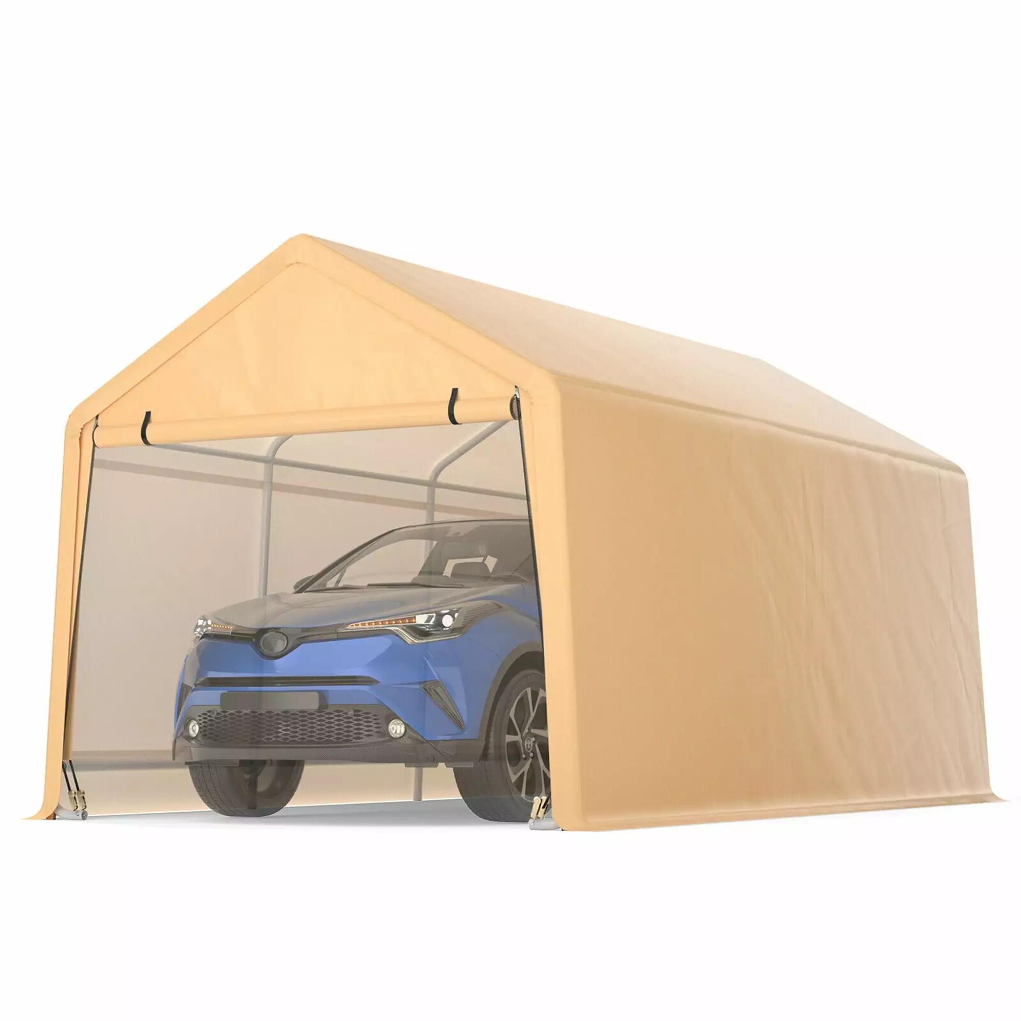 Gymax 9x17 ft Heavy Duty Carport Canopy PE Car Tent Steel Outdoor Garage Shelter