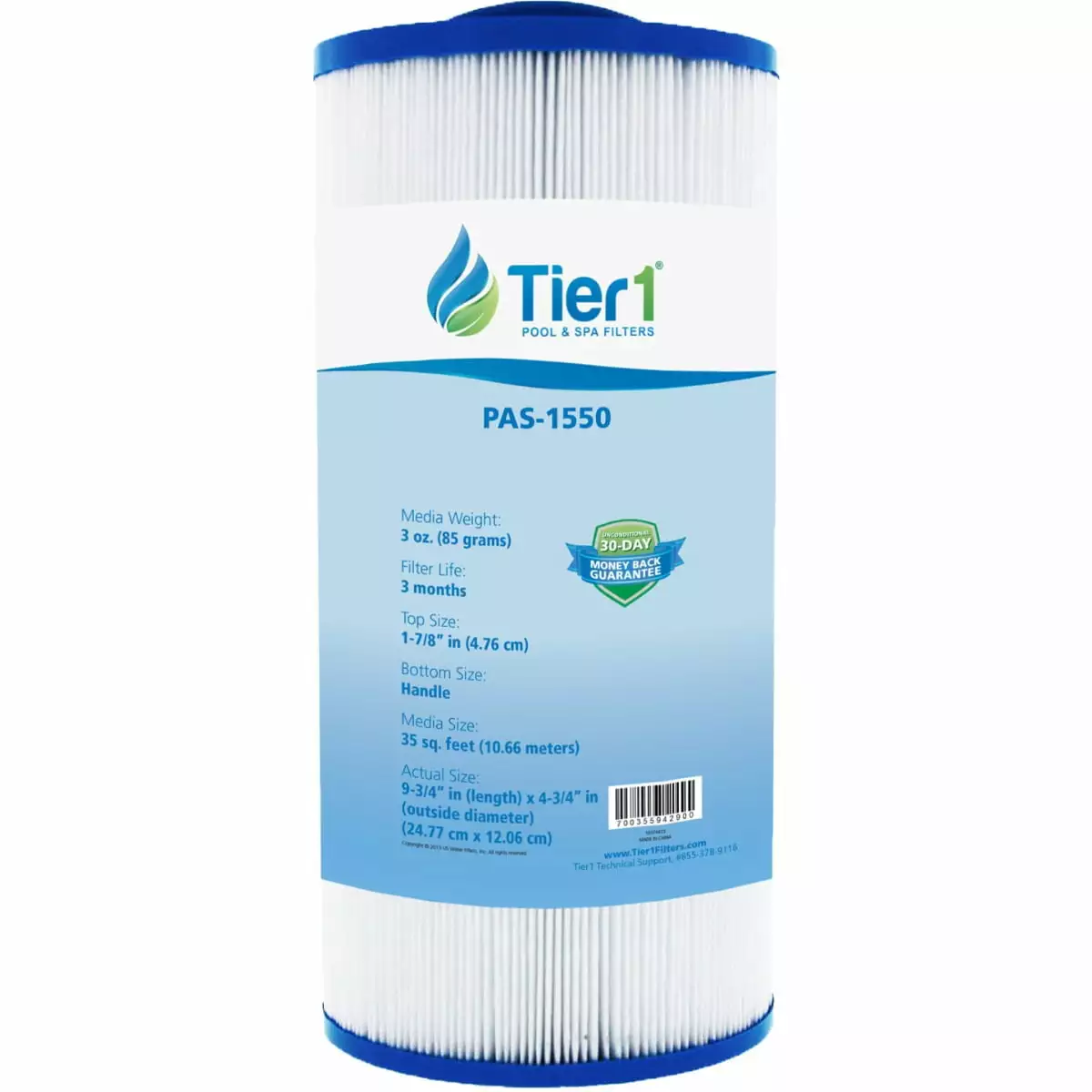 Tier1 Pool & Spa Filter Cartridge Replacement Thermo Spas FL1009 Pleatco PTS35 35 sq ft Pleated Fabric