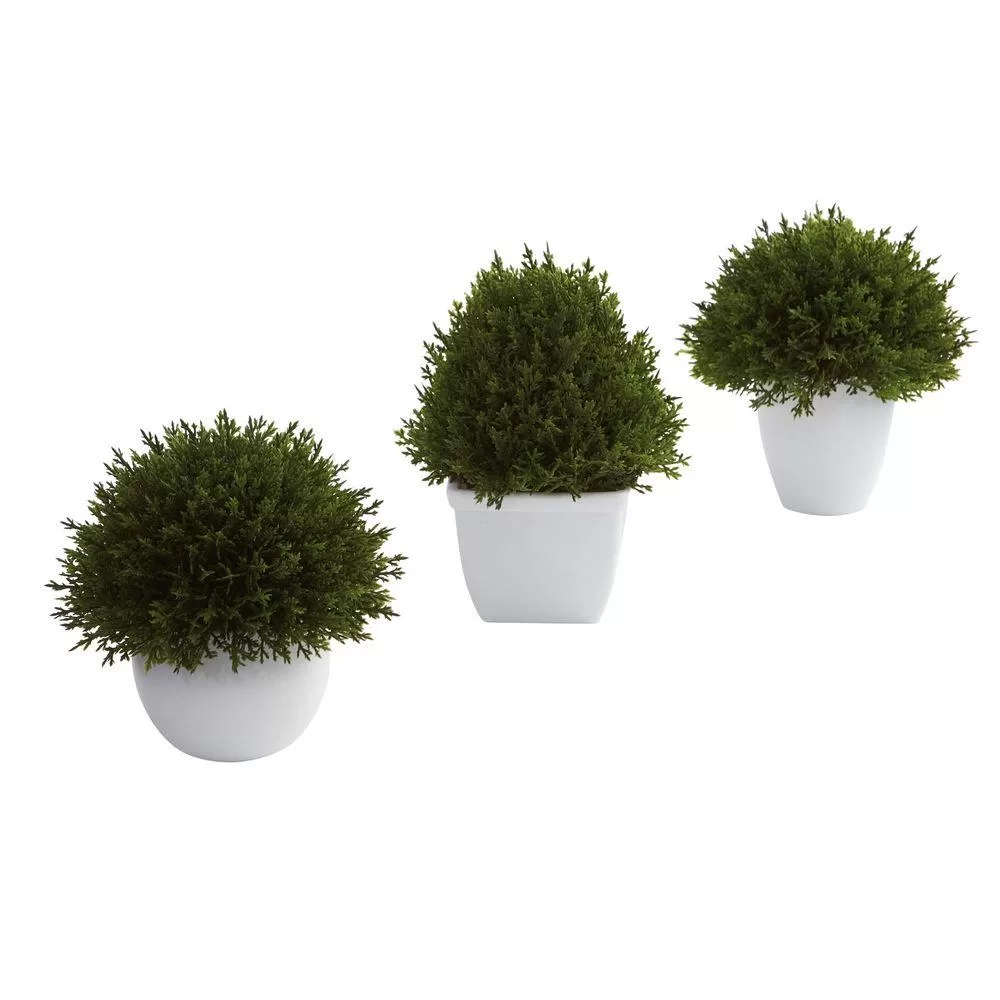 Nearly Natural Mixed Cedar Topiary Collection Set 3 Artificial Plants Indoor Outdoor Decor