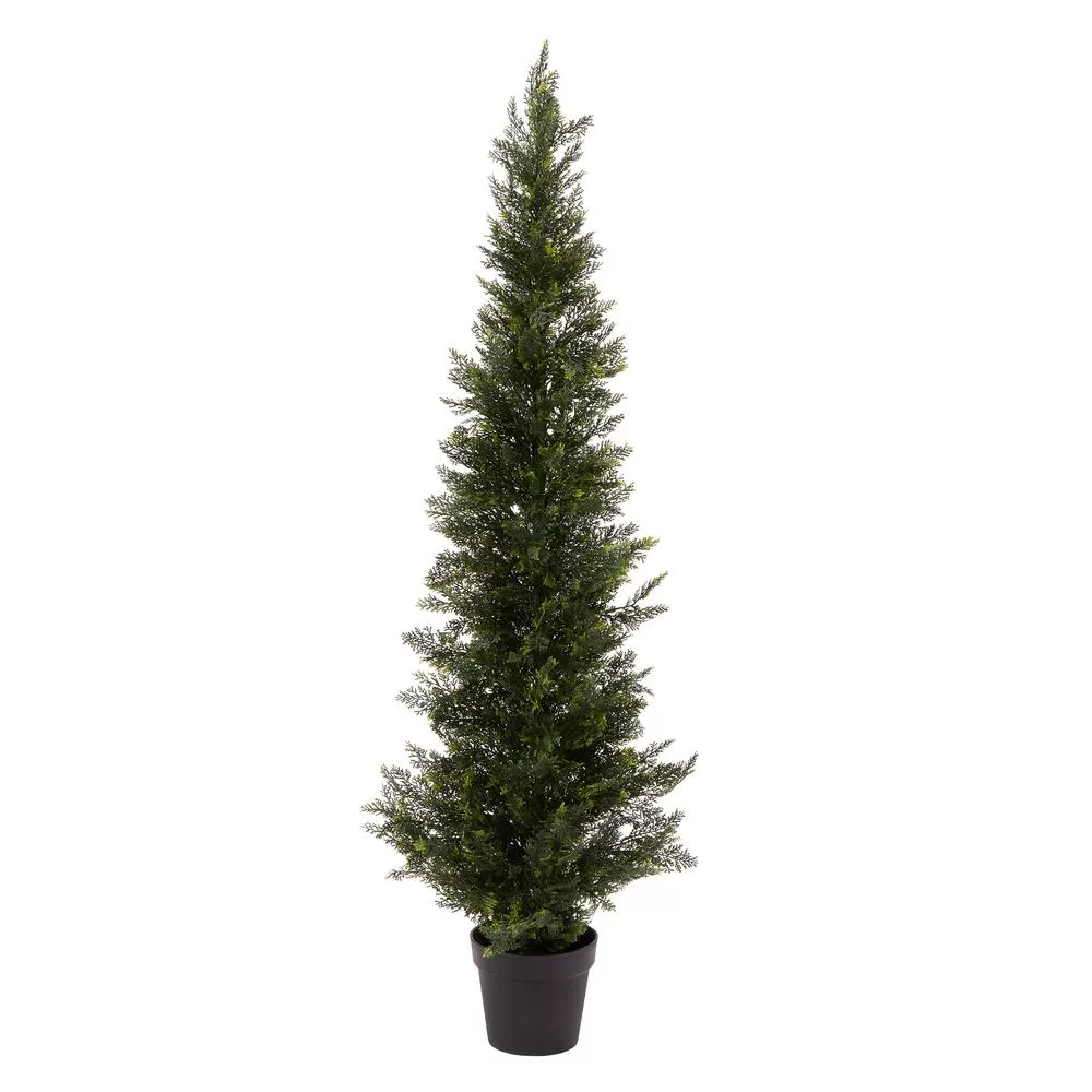Pure Garden 60 Inch Artificial Cedar Topiary Indoor Outdoor Landscaping