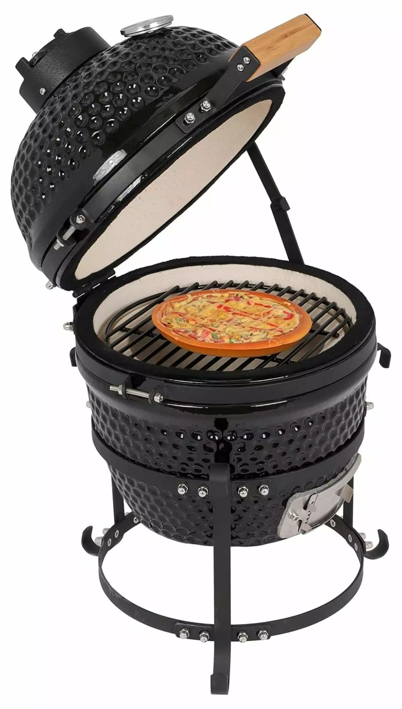 LaYelxt 13 Round Black Kamado Ceramic Grill Thermometer Versatile Outdoor Cooking