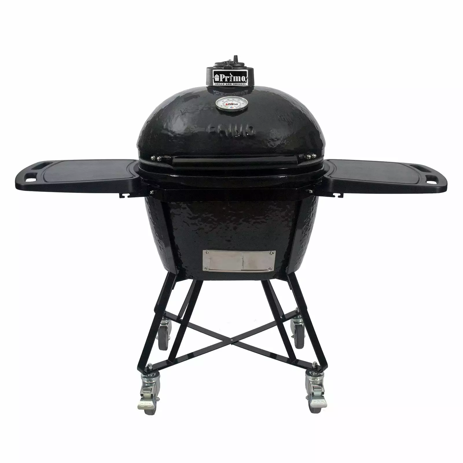 Primo L Oval Ceramic Charcoal All--One Kamado Grill on Wheeled Cradle
