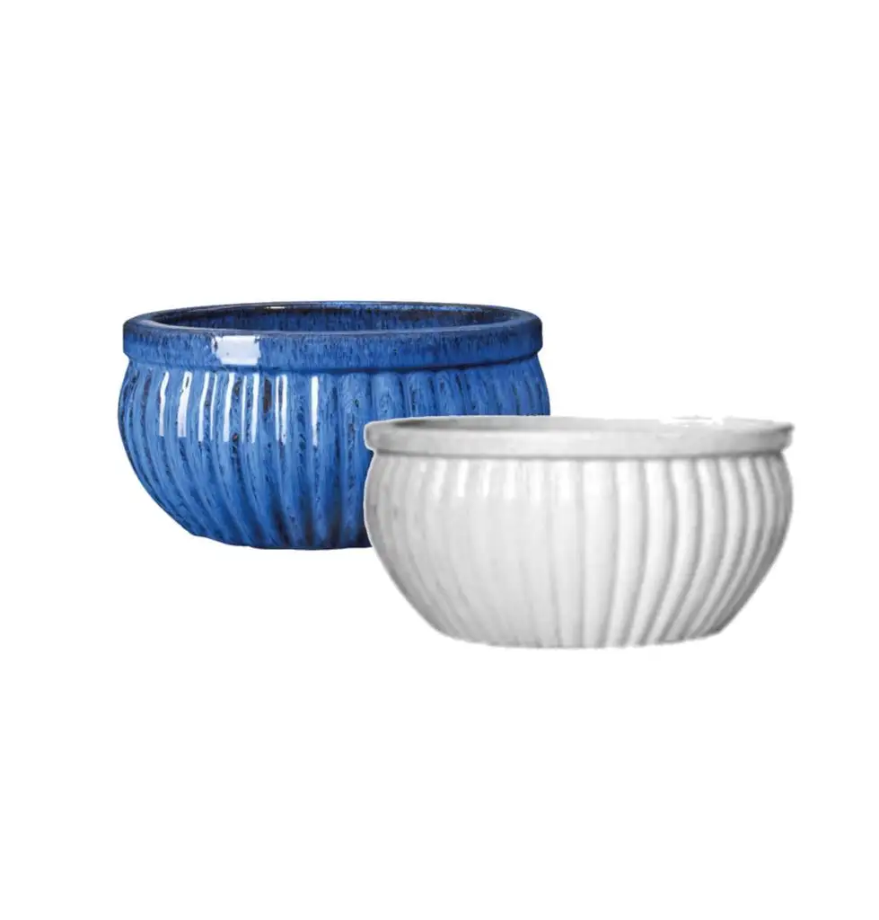 Deroma Acapulco Low Planter Ceramic Assorted 11523 Stylish Garden Pot