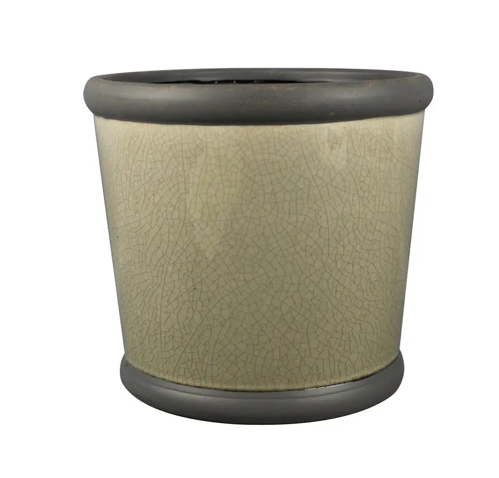 Trendspot Bellville Ceramic Pedestal Planter Grey 12 Inch Outdoor Garden Decor