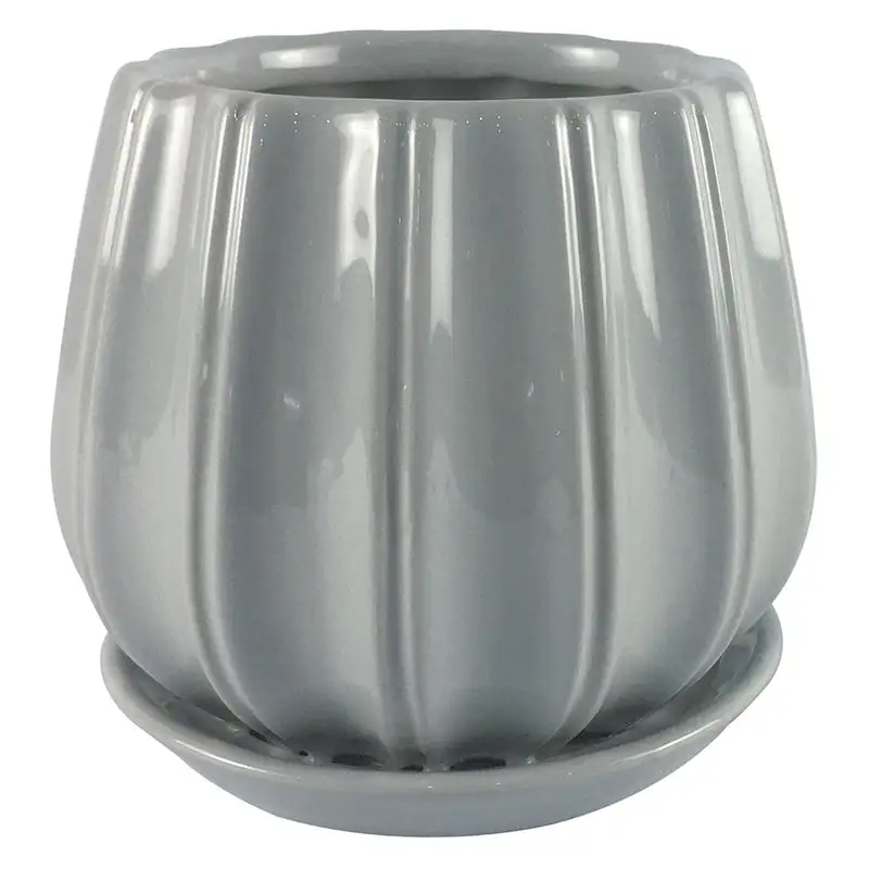 Trendspot Contour 8 Inch D Ceramic Planter Gray Pack 2