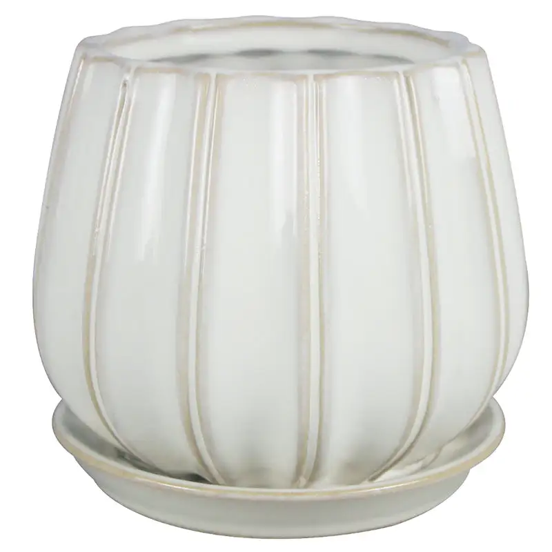 Trendspot Contour 8 Inch White Ceramic Planter Pack 2