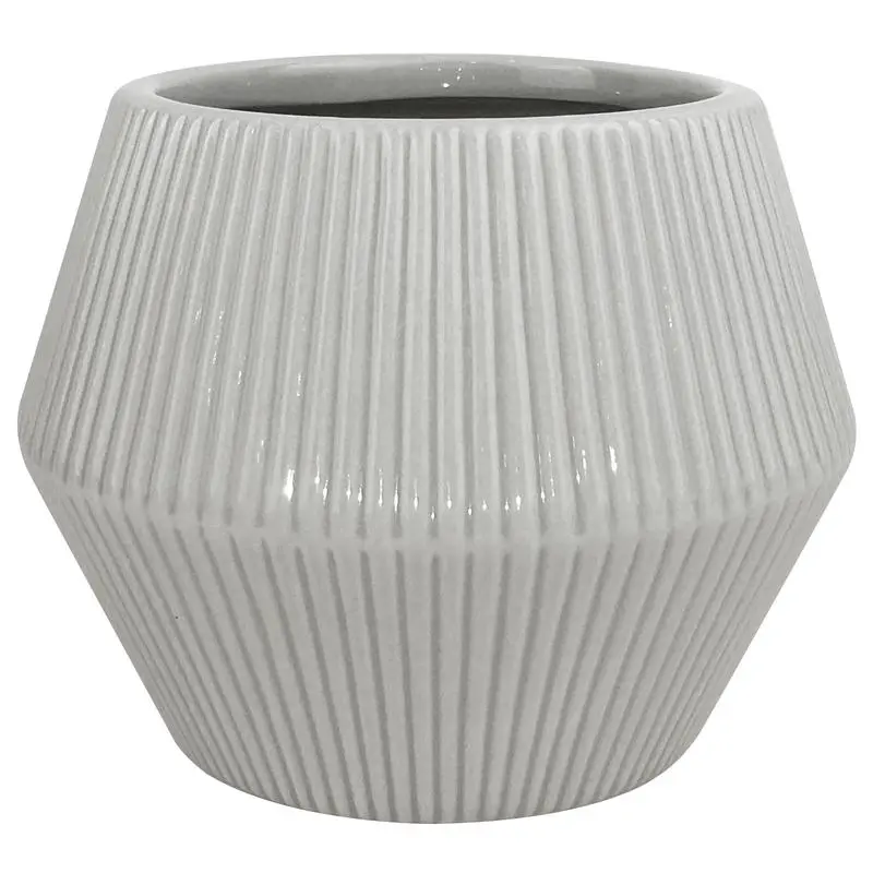 Trendspot Rena 8 Inch D Ceramic Planter Light Gray Pack 2